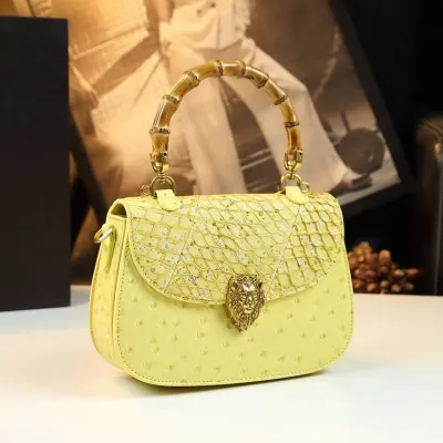 Luxury Ostrich Pattern Saddle Bag